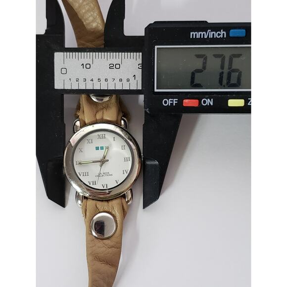 La Mer Collections women's watch. Wrap around cream band with silver accents - Picture 7 of 9